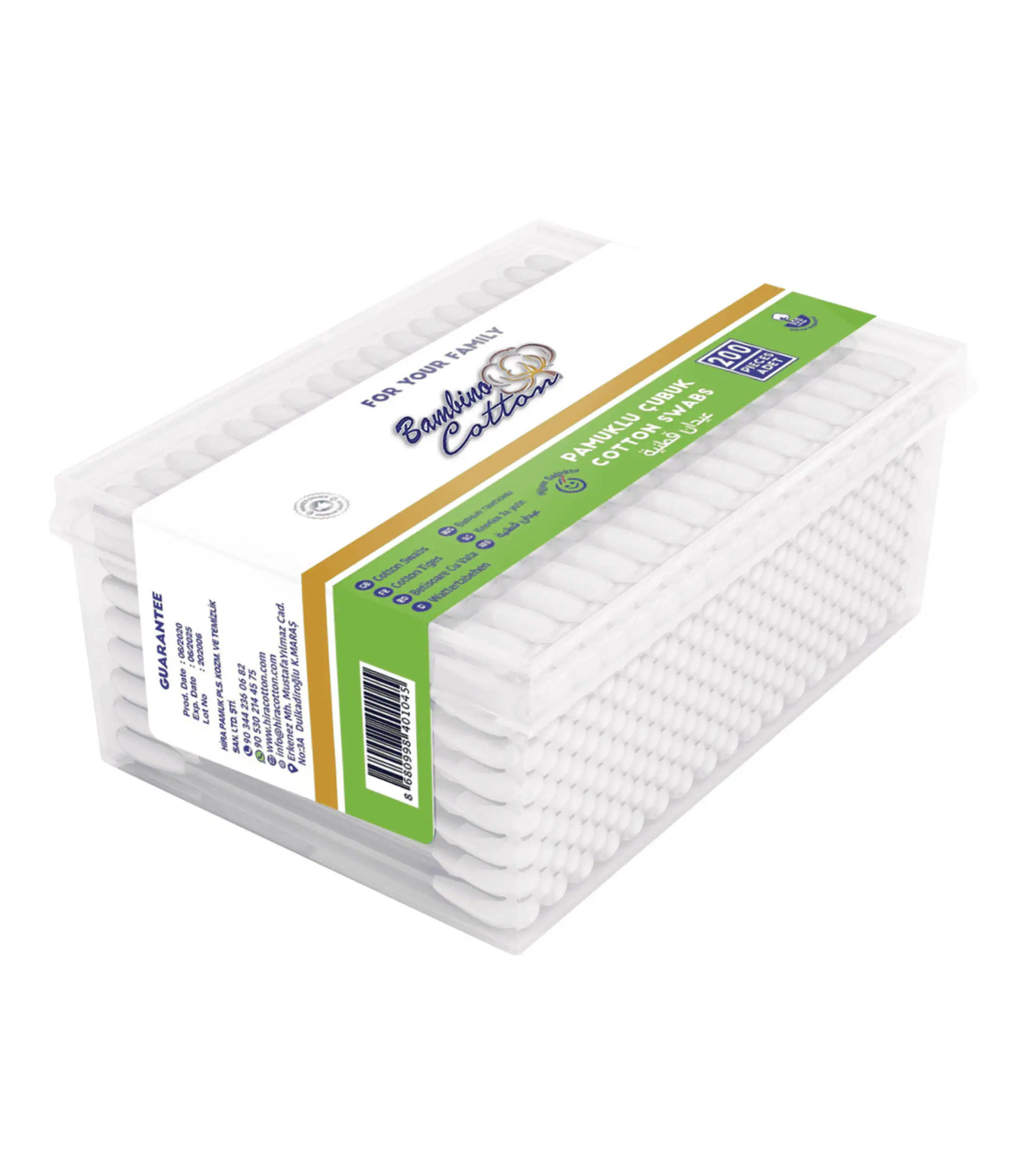 bambino cotton swabs box 200 pcs rcs05 Bambino Cotton Swabs Box 200 PCS – soft and hygienic cotton buds
