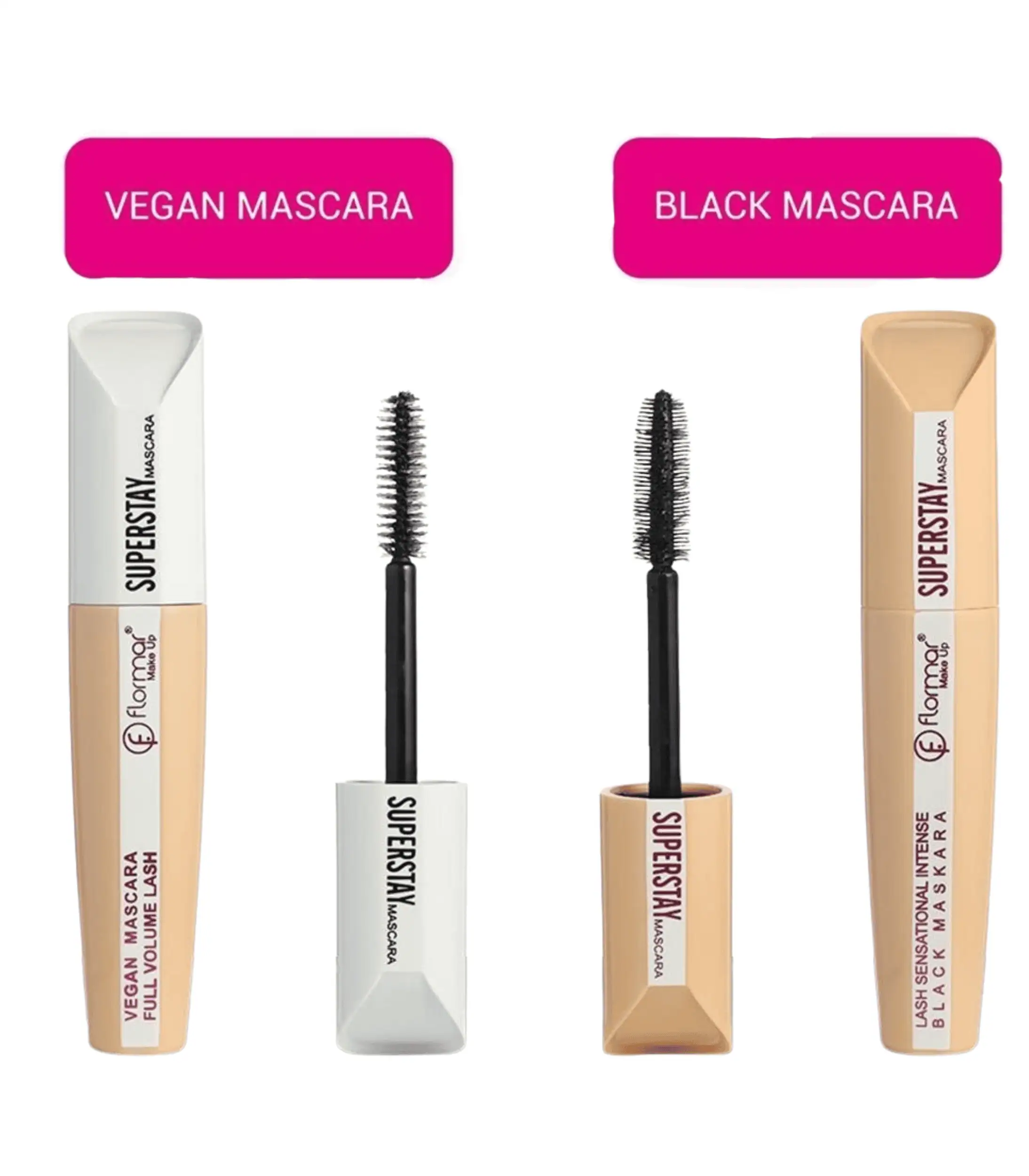 flormar superstay mascara Flormar SUPERSTAY Vegan Mascara Full Volume Lash and SUPERSTAY Black Mascara Lash Sensational Intense
