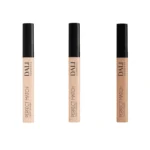 Dali Cosmetics Perfect Match Liquid Concealer bottles in shades Natural, Sand, and Tan, showing the lightweight liquid formula for seamless skin coverage and brightening