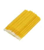Saihisday 100-piece pack of 2.5mm yellow micro applicator brushes for automotive paint chip repair, featuring flexible lint-free tips for precision car detailing